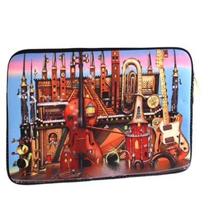 Musical Instrument Pattern Soft Sleeve Case Zipper Bag with Dual-Zipped Close for 13 inch Laptop - Click Image to Close